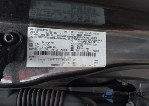 2018 Ford Focus Se z USA, uszkodzony, nr VIN 1FADP3K22JL327101